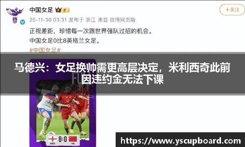马德兴：女足换帅需更高层决定，米利西奇此前因违约金无法下课